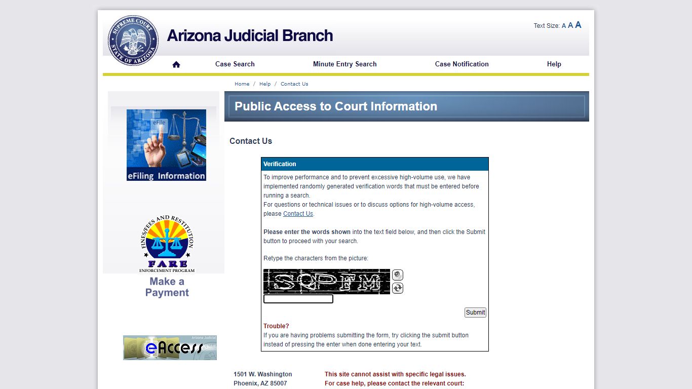 Public Access - Contact Us - apps.supremecourt.az.gov